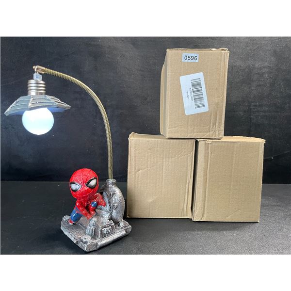 3 Spiderman Cute Miniature Table Lamps (7" Size) - New in Box