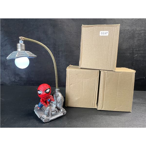3 Spiderman Cute Miniature Table Lamps (7" Size) - New in Box