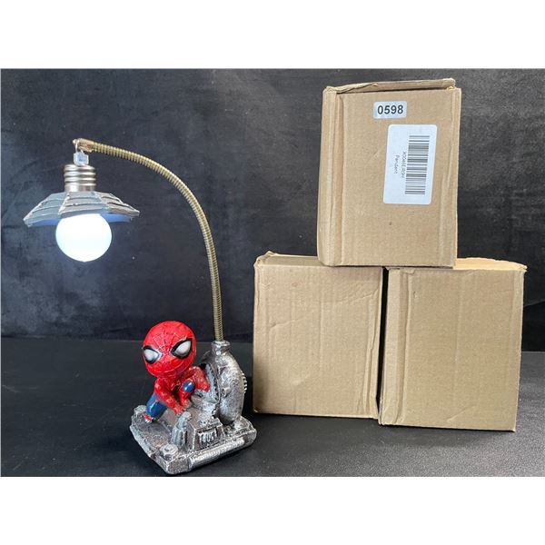 3 Spiderman Cute Miniature Table Lamps (7" Size) - New in Box