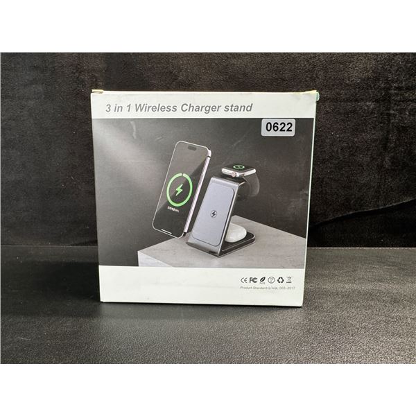 1 15W 3 in 1 Wireless Charger Stand for Phone, Watch, Ear Buds - New