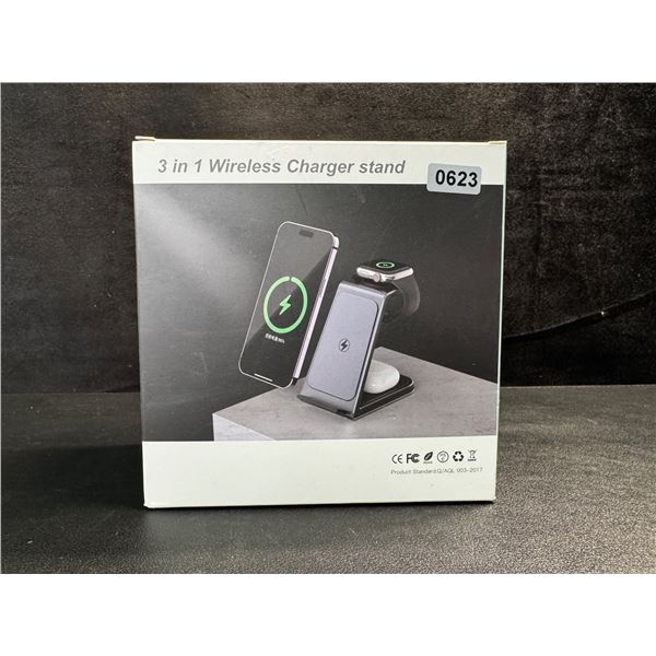 1 15W 3 in 1 Wireless Charger Stand for Phone, Watch, Ear Buds - New