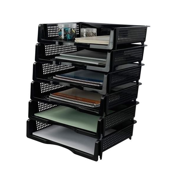 1 Set of 6 Stackable Office/Desk Organizing Trays - New
