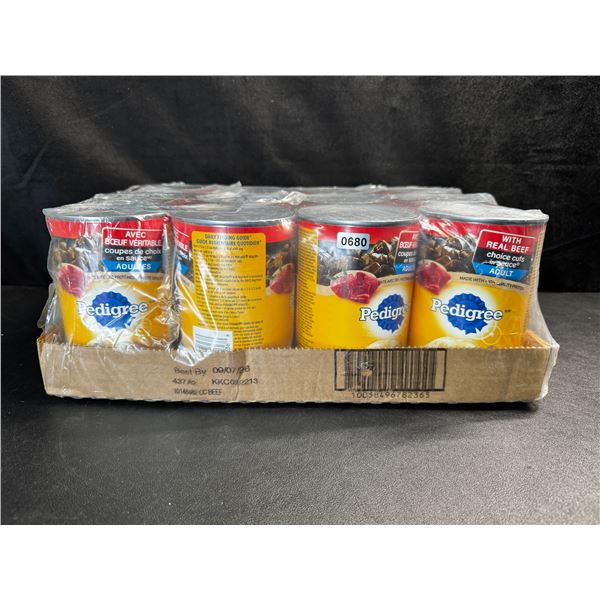 1 Flat of 12 Pedigree Chopped Beef Wet Dog Food Cans - New