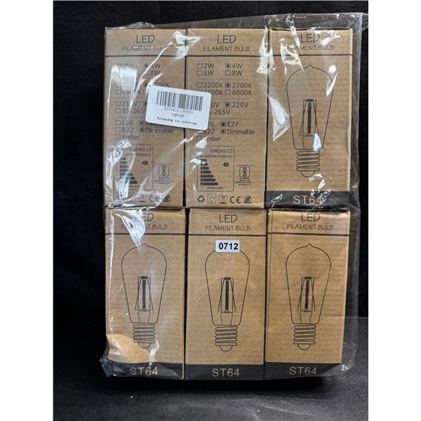 1 6-Pack of LED Filament Bulbs E27 2700K - New