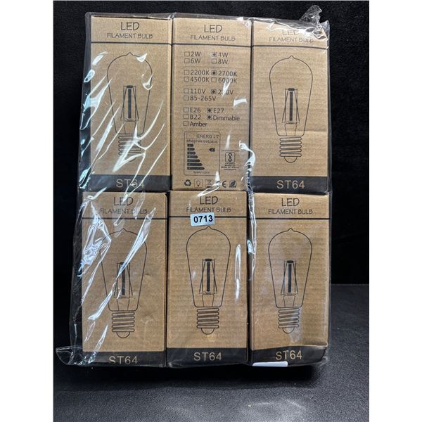1 6-Pack of LED Filament Bulbs E27 2700K - New