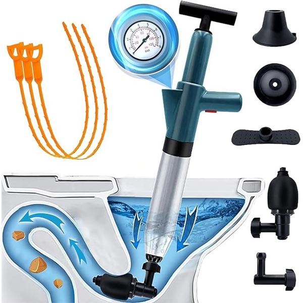 1 Toilet Plunger/Air Drain Blaster Tool - For Cleaning Toilets, Pipes, etc. - New in Box