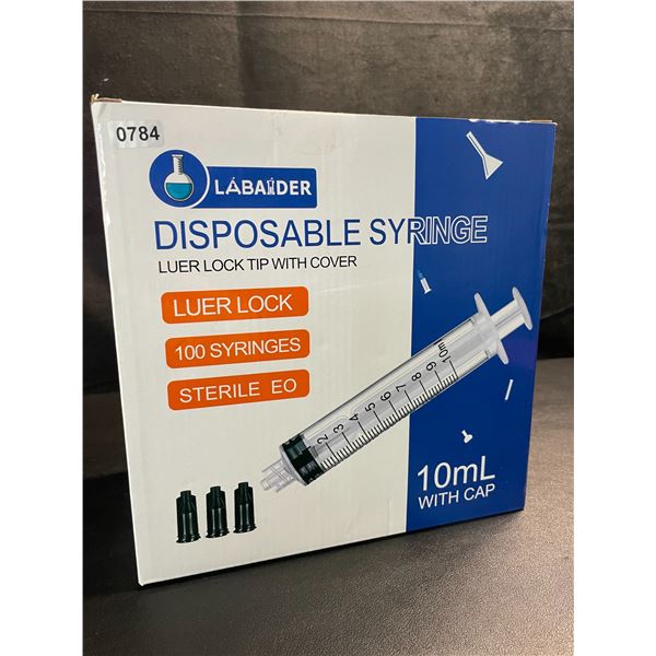 1 Box of Disposable Syringes - 100 Pack - 10ml Each with Cap - New