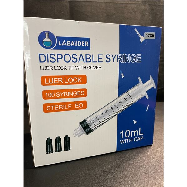 1 Box of Disposable Syringes - 100 Pack - 10ml Each with Cap - New