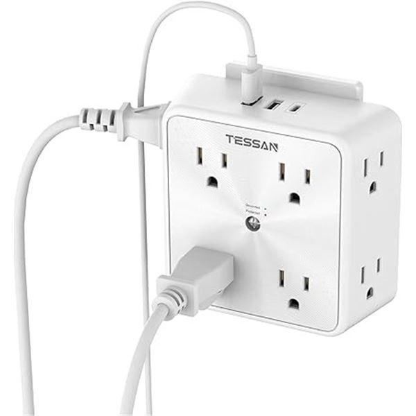 1 Tessan TS-168 Surge Protector/Multi Wall Plug Outlet Extender w/ 8 Sockets - New in Box