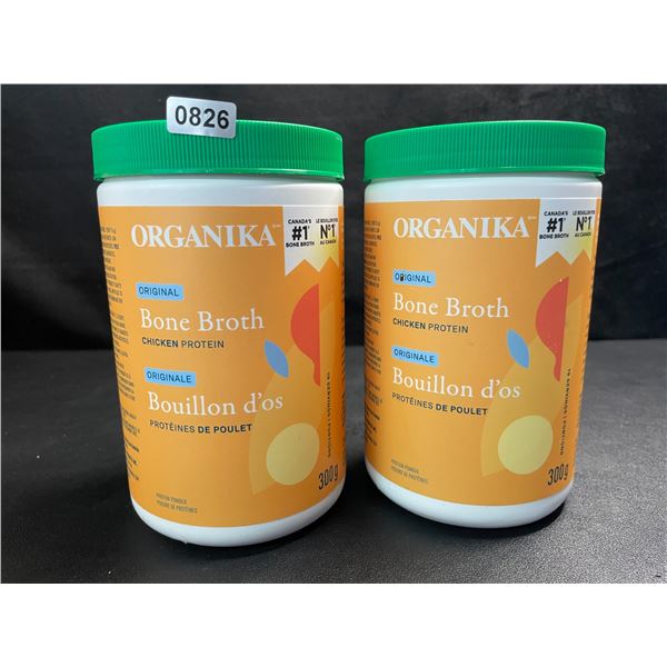 2 Organika Original Chicken Bone Broth Protein Powders - 300g - New (Exp: 06/2025)