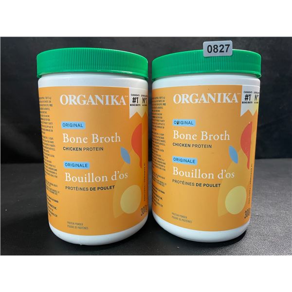2 Organika Original Chicken Bone Broth Protein Powders - 300g - New (Exp: 06/2025)