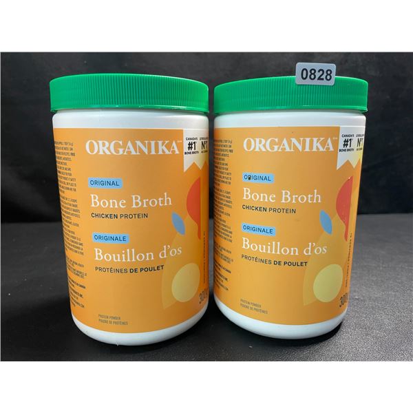 2 Organika Original Chicken Bone Broth Protein Powders - 300g - New (Exp: 06/2025)