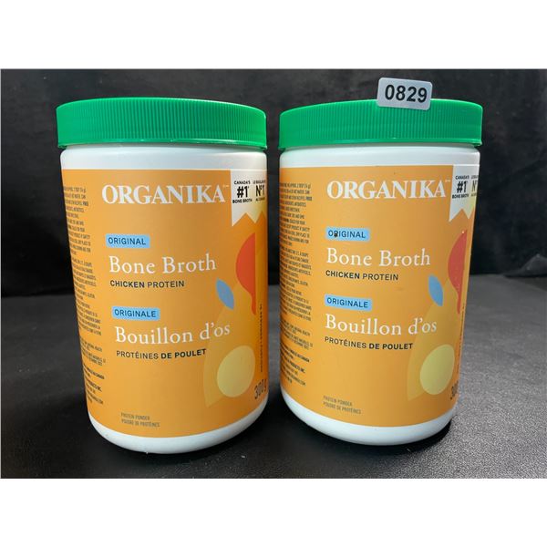 2 Organika Original Chicken Bone Broth Protein Powders - 300g - New (Exp: 06/2025)