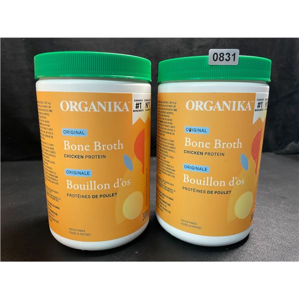 2 Organika Original Chicken Bone Broth Protein Powders - 300g - New (Exp: 06/2025)