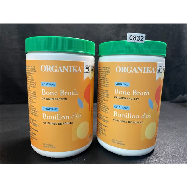 2 Organika Original Chicken Bone Broth Protein Powders - 300g - New (Exp: 06/2025)