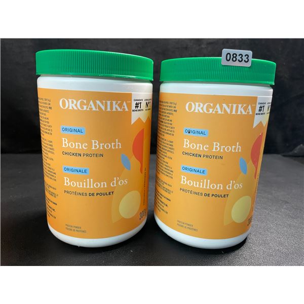 2 Organika Original Chicken Bone Broth Protein Powders - 300g - New (Exp: 06/2025)