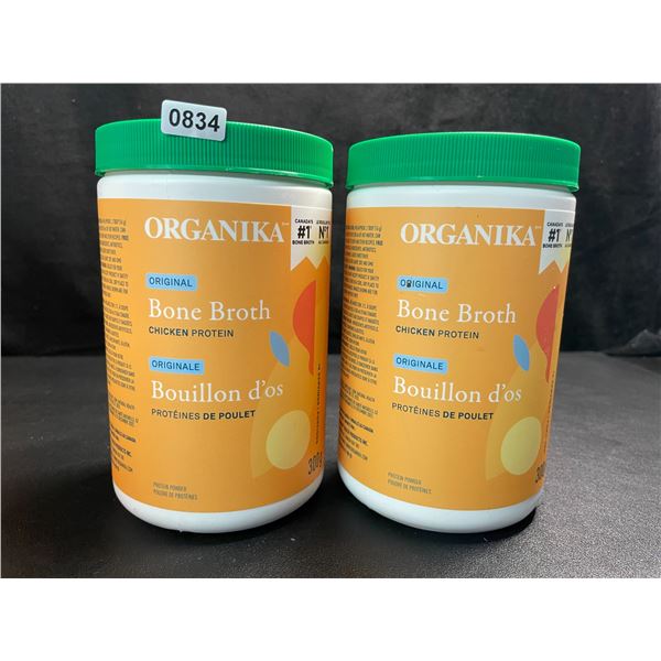 2 Organika Original Chicken Bone Broth Protein Powders - 300g - New (Exp: 06/2025)