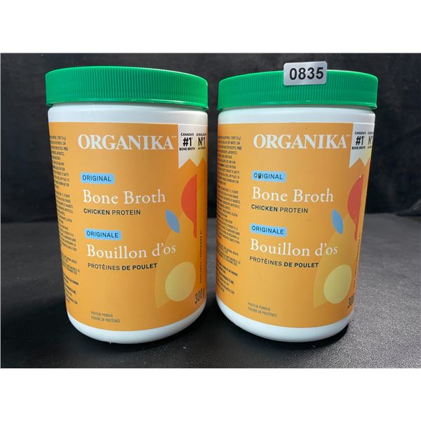 2 Organika Original Chicken Bone Broth Protein Powders - 300g - New (Exp: 06/2025)