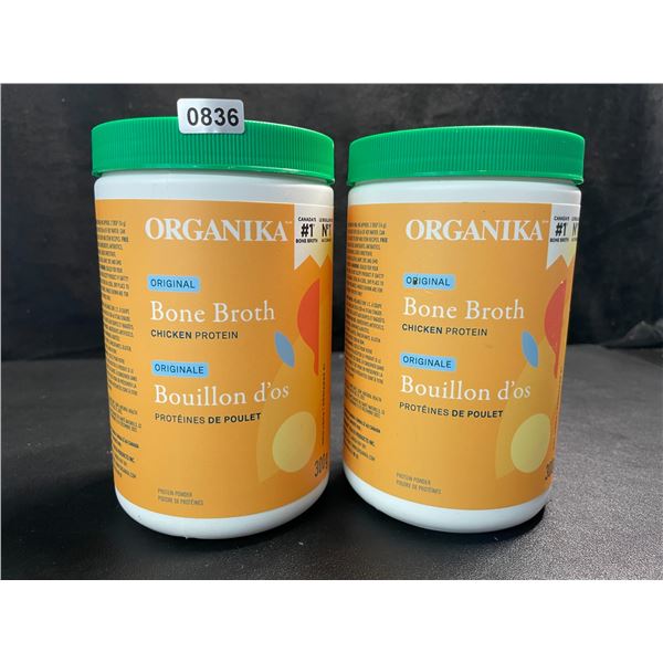 2 Organika Original Chicken Bone Broth Protein Powders - 300g - New (Exp: 06/2025)