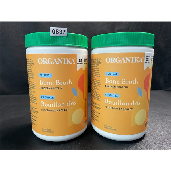 2 Organika Original Chicken Bone Broth Protein Powders - 300g - New (Exp: 06/2025)