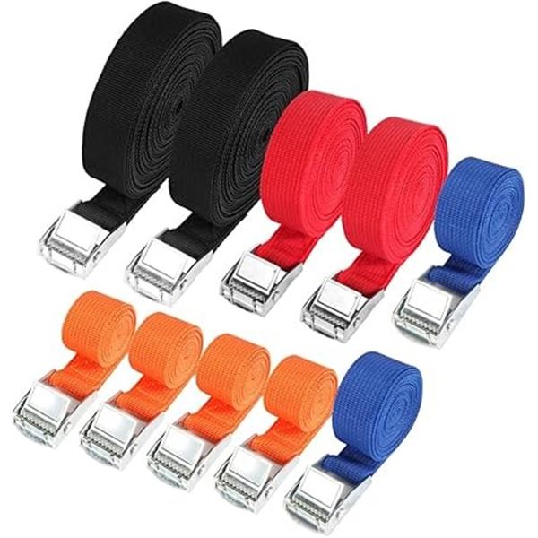 10-Pack of Tightening Ratchet Straps with Claw Buckle/Cargo Tie Down Straps (Assorted Size) - New