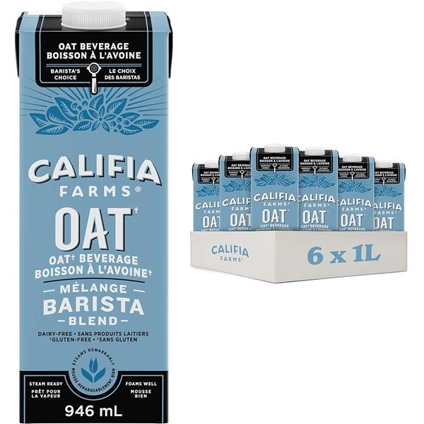 1 Case of Califia Farms Oat Beverage - 6 x 946ml Cartons - Dairy/Gluten-Free - New (BB NO 17/2025)