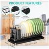 Image 5 : 2 Dish Drying Rack Sets with Drain Board for Kitchen Counter - Black (16" x 6.5" x 6.8") - New