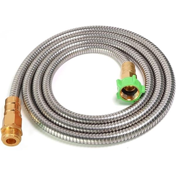1 Metal 8FT Garden Hose - Stainless Steel Outdoor Water Hose; Lightweight/Flexible - New