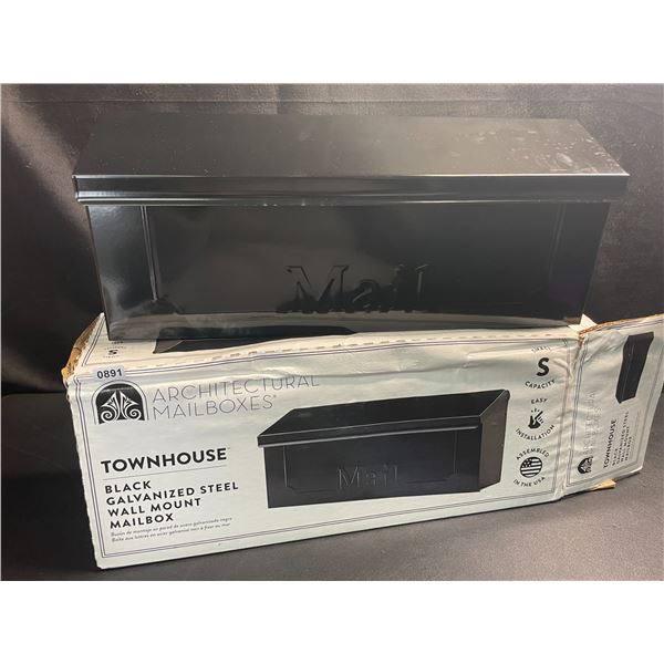 1 Black Galvanized Steel Wall Mount Mailbox - 15" Size - New in Box