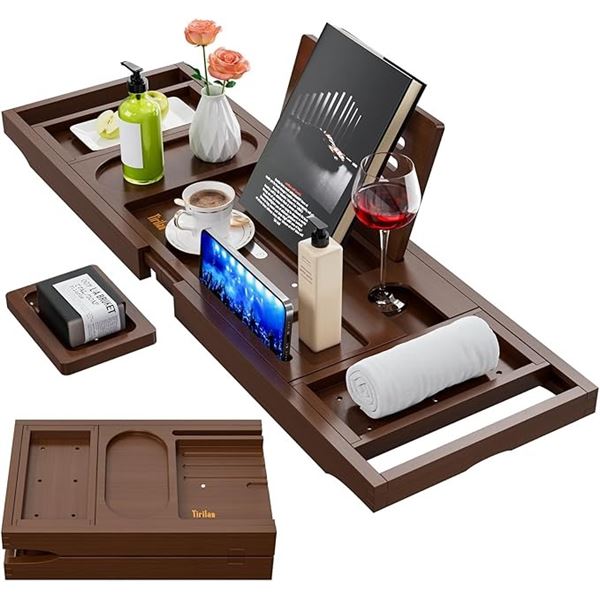 1 Yirlan Expandable Bamboo Bathtub Tray Caddy - New in Box