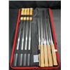 Image 2 : Set of 12 Stainless Steel 17" Long BBQ Skewers with Case - New