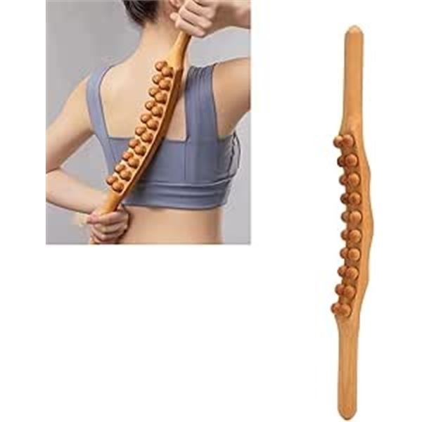 2 Guasha Wood Massage Sticks for Body/Back/Legs; Wood Therapy Massage Tools - 24" - New