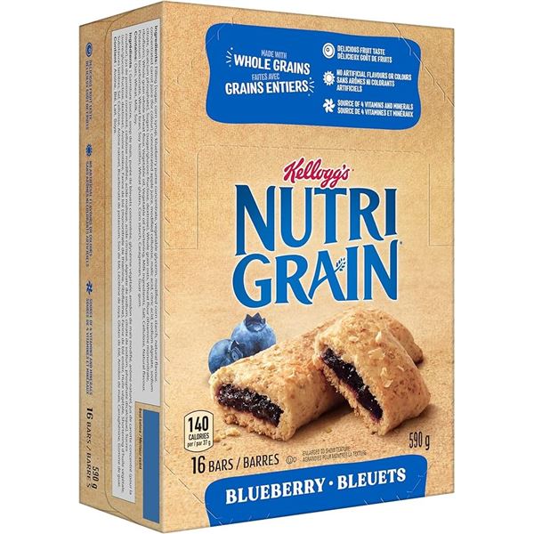 Kellogg's Nutri Grain Blueberry Bars - 16 Pack Box - New (BB: OCT 04/2025)