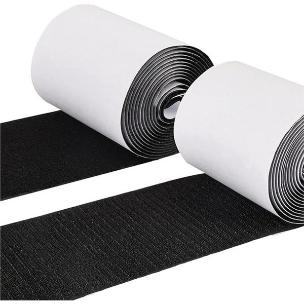 4 Rolls of Hook and Loop Tape (4in x 9FT Per Roll) Strips with Adhesive - New