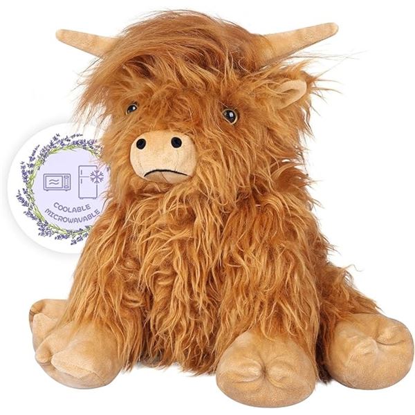 1 SuzziPals Highland Cow Microwavable/Heatable Stuffed Animal for Comfort/Pain Relief - New
