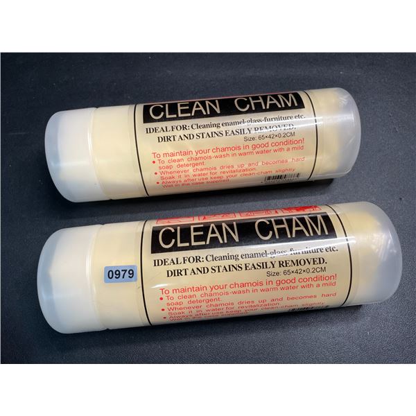 2 Packs of Clean Cham Cleaning Cloths for Glass - 65 x 42 x 0.2cm - New