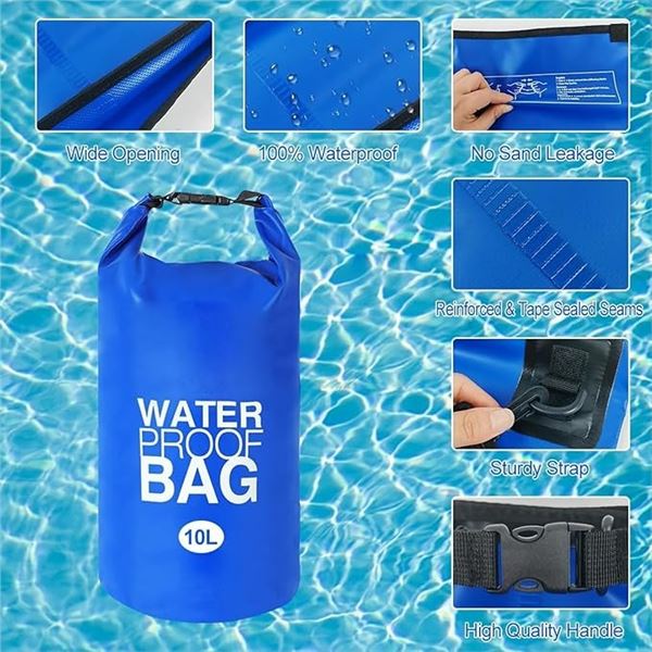 2 Pack of Waterproof Dry Bags for Outdoors (10L) - New