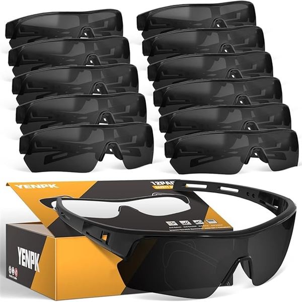 12-Pack Box of Tinted Safety Glasses/Eye Protection Glasses; Anti-Scratch - New