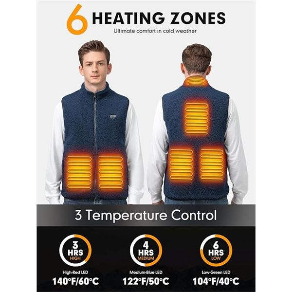 1 Labewvi Men's Heated Fleece Vest (No Powerbank/Vest Only) - Size S/M - New