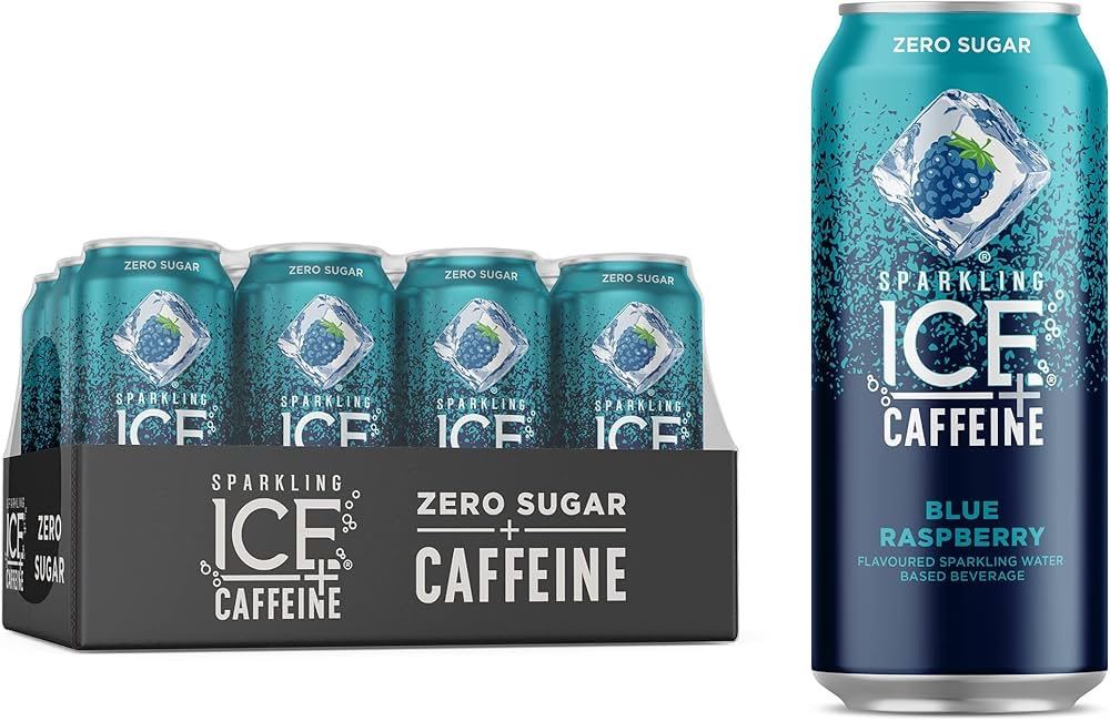 Caffeine Blue Raspberry 1 Case of Sparkling Ice +Caffeine Blue Raspberry Sparkling Water; 12 x ...
