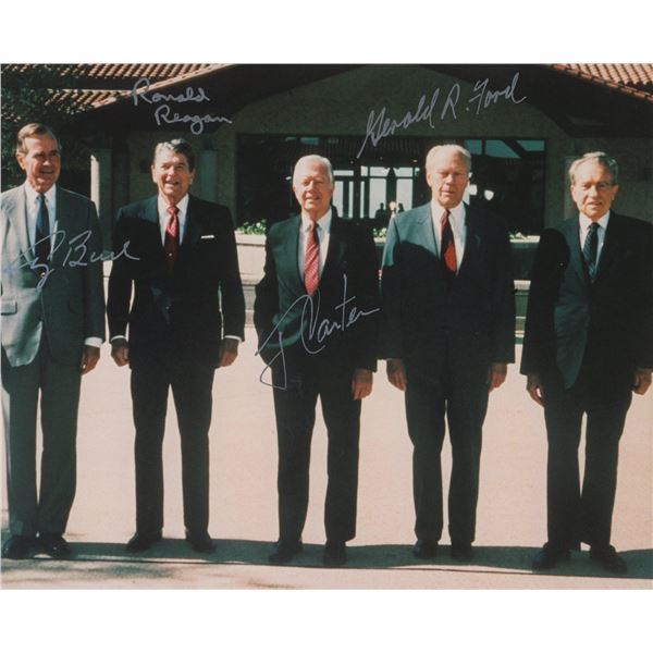 4 American Presidents signed photo. GFA Authenticated