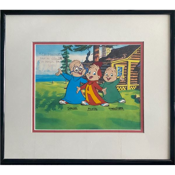 Frammed Alvin & the Chipmunks original color model cel