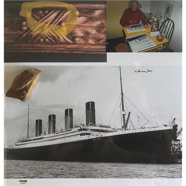 Titanic staircase fragment and signed photo from survivor Millvina Dean. PSA/DNA and  GFA authentica