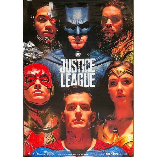 Justice League cast signed movie poster