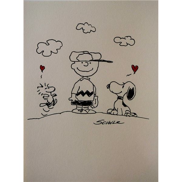Charles Schulz hand-drawn and signed sketch
