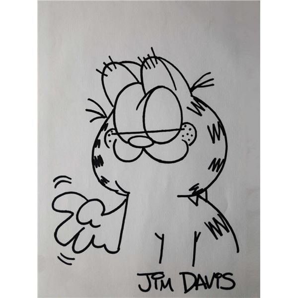 Jim Davis signed Garfield  sketch
