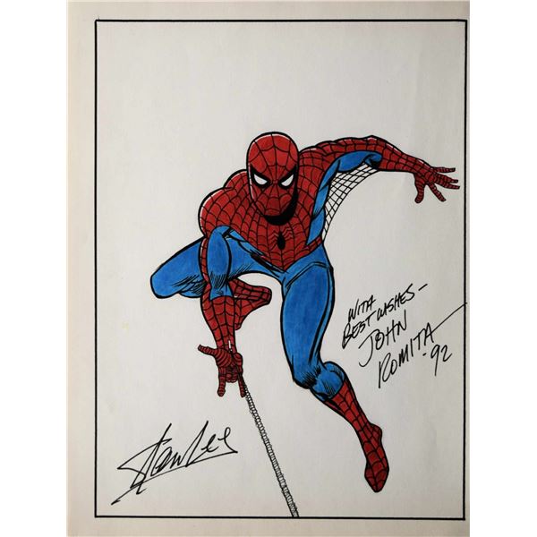 John Romita & Stan Lee signed  Spiderman Drawing