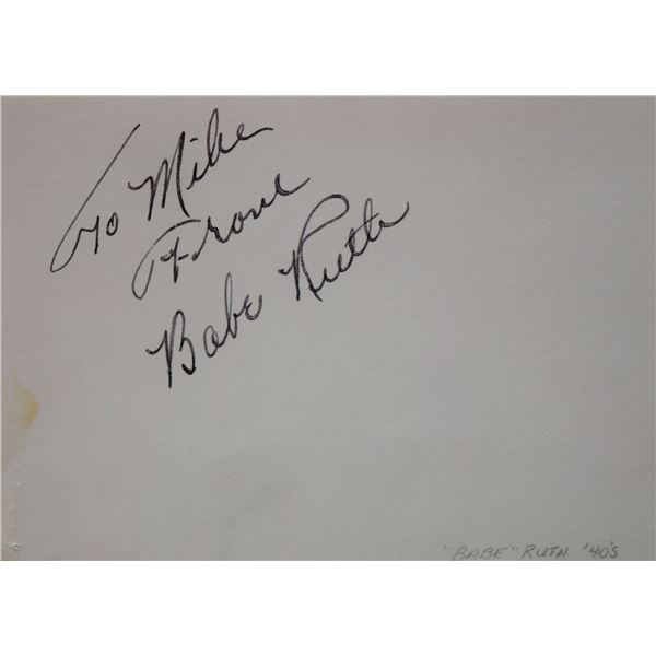 Babe Ruth signature slip