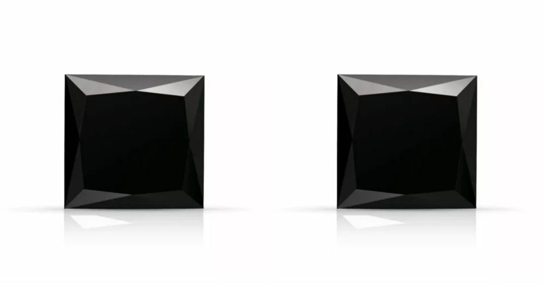 Lab Princess Black Diamond Pair 8.09 Carats