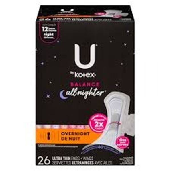 NEW WITH BOX 26 ULTRA THIN PADS KOTEX OVERNIGHT